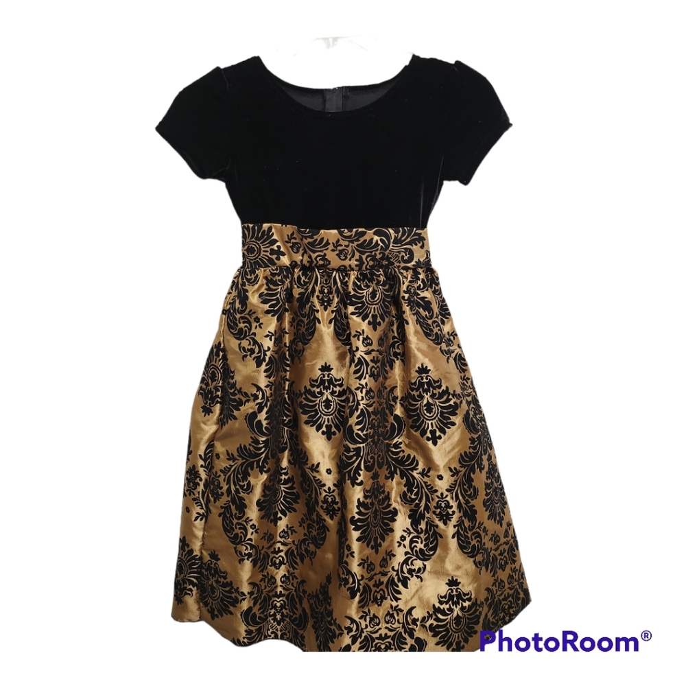 Kid Fashion Black and Gold Dress Size 8